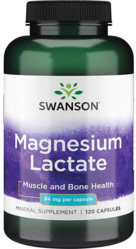 Магний Swanson Magnesium Lactate 84 мг, лактат магния, 120 капсул
