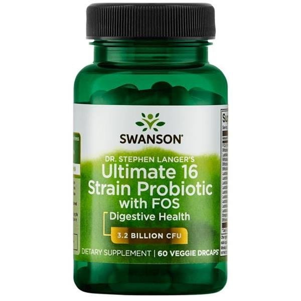Пробиотик Swanson Ultimate 16 Strain Probiotic, с FOS, 60 капсул