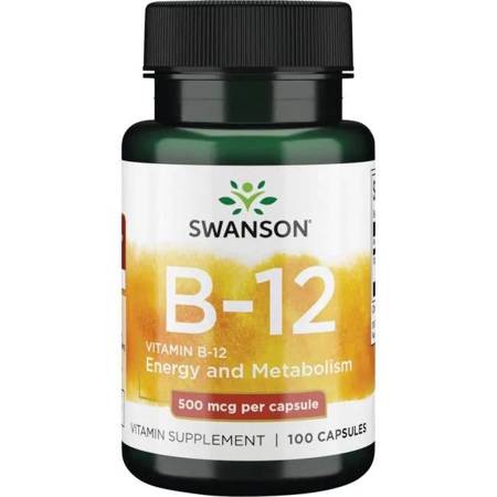 Витамин B12 Swanson 500 мкг, цианокобаламин, капсулы